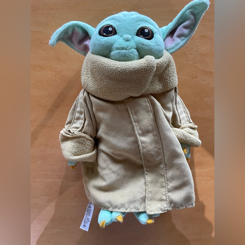 Disney Tan and Green Stuffed Animal Baby Yoda, Star Wars, Mandalorian